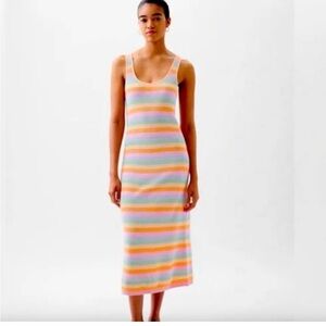GAP Sleeveless Striped Maxi Dress - Pastel Rainbow, Size XS